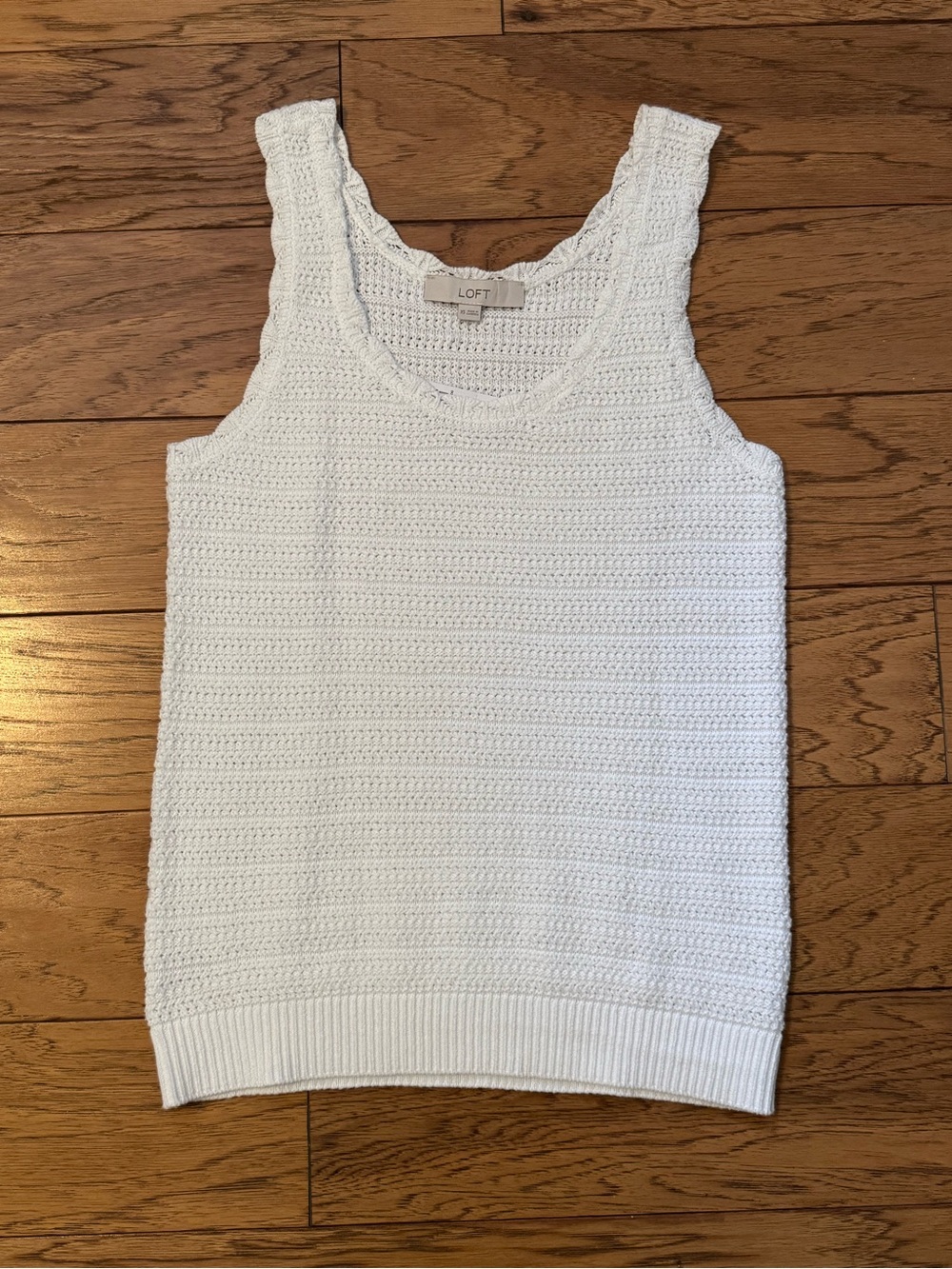 LOFT White Crochet Knit Tank Sweater